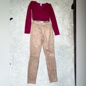 Suede cropped top and leggings